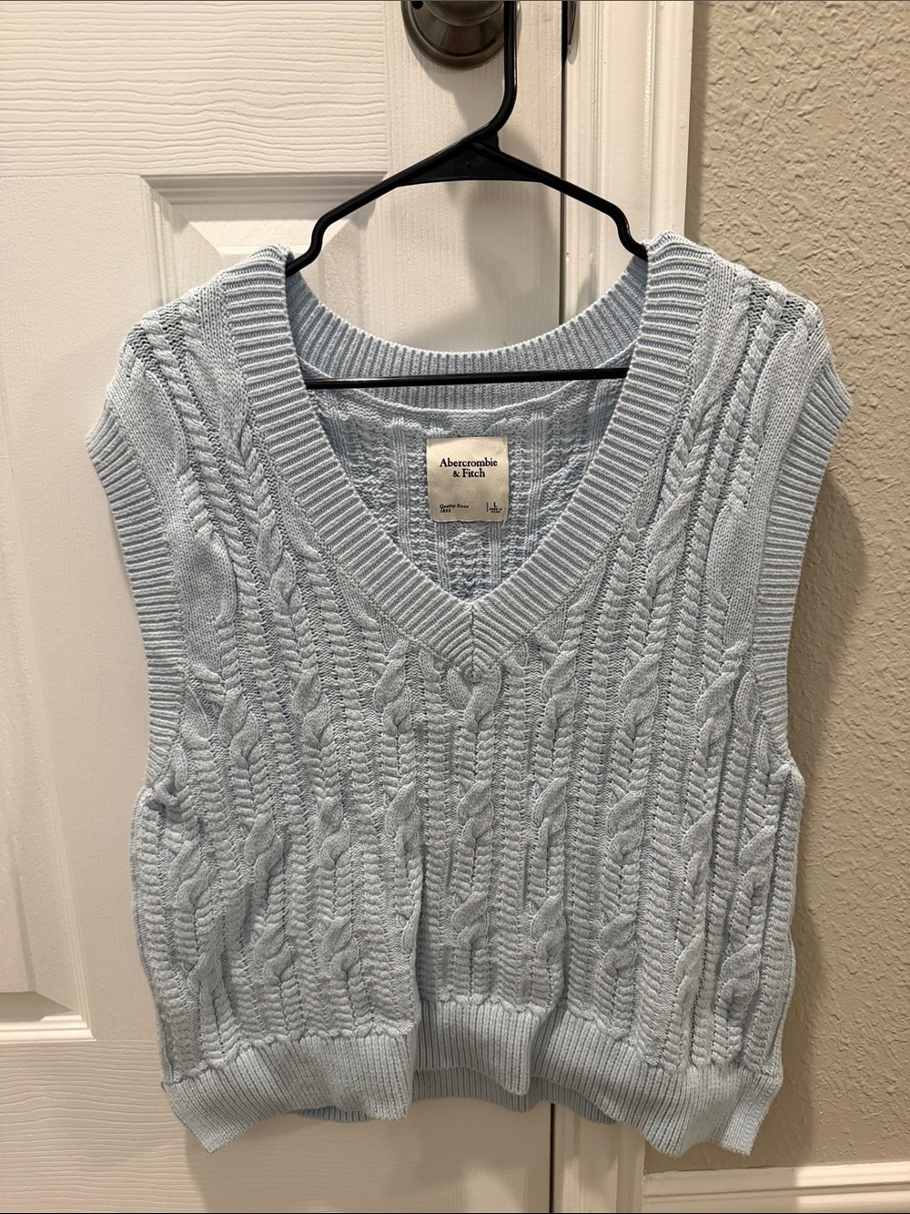 Abercrombie Sweater Vest Pastel Blue Preppy Academia Casual Y2K Cable Knit Large